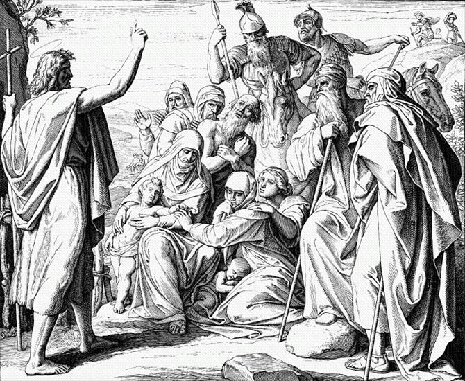 Ilustracje Biblijne NT1 - 174. Nauczanie Jana na pustyni. Lk 3,2-14, 18.gif