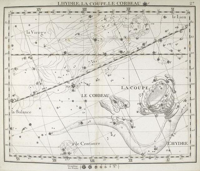 Atlas celeste de Flamsteed, publie en 1776  par J. Fortin. 3. ed - Lhydre, la coupe, le corbeau.jpg
