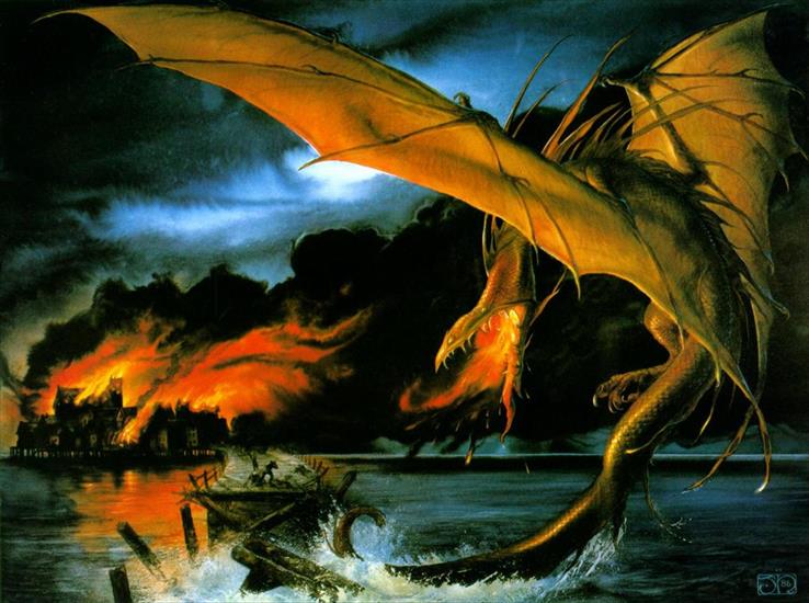 Tolkien paintings - Smaug at Dale.jpg