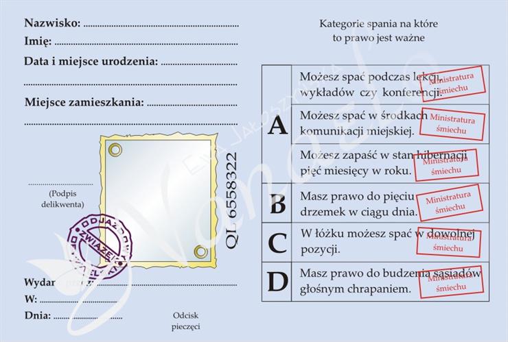 Dyplomy - Humor - Prawo do spania - przód.jpg