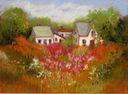 Nita Leger Casey - meadow_and_cottages___copyrighted_2009_nita_leger_casey_6x8_pastel.jpg