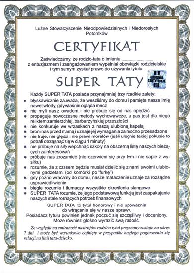 CERTYFIKATY, DYPLOMY, INSTRUKCJE - Certyfikat Super Taty.JPG