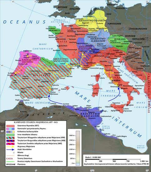Rzym starożytny - dzieje - mapy - 2-2. Mapa zachodniego cesarstwa rzymskiego ok. 460 r.png