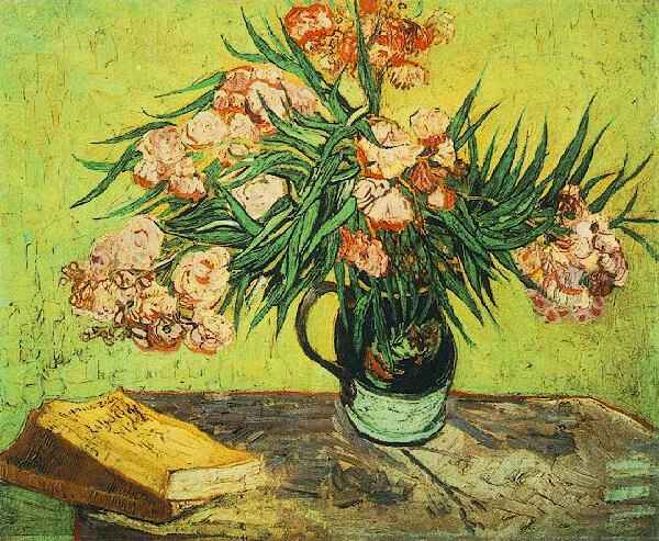 1888-1889 Arles - 1888 Vase avec lauriers roses et livres.jpg