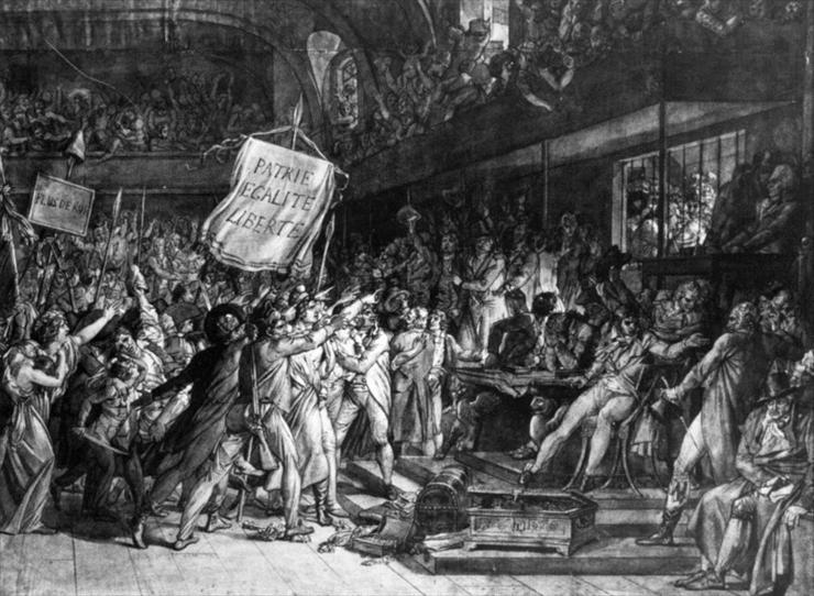 Iconographie De La Revolut... - 1792 08 10 Le roi dans la salle du Maneges, ...ges envahissent lAssemblee Dessin de Gerard.jpg