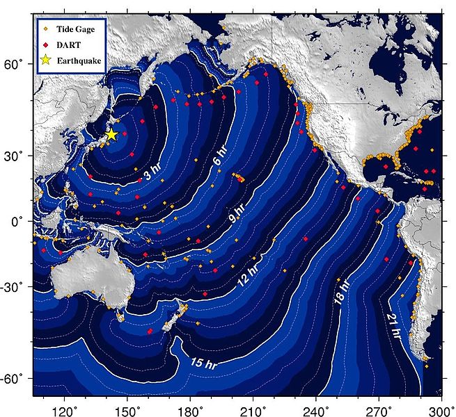  11 marca 2011 roku - Trzęsienie Ziemi w Japonii - Rozchodzenie się fali tsunami.jpg