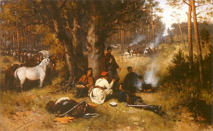 Tadeusz Ajdukiewicz 1852-1916 - Ajdukiewicz - Obóz powstańców w lesie 1875, Muzeum Narodowe, Warszawa.jpg