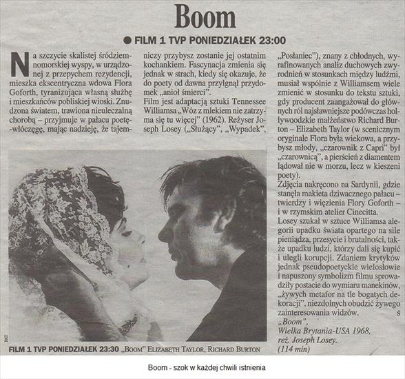 B - Boom 1968, reż. Joseph Loosey Elizabeth Taylor, Richard Bu...Joanna Shimkus, Romolo Valli. Gazeta Telewizyjna 10 V 1997.jpg